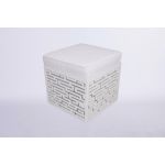 Maze ottoman with lime green cushioned top and white textured geometric base, modern lounge seating accent for events and weddings.