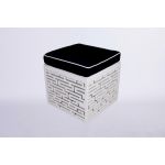 Maze ottoman with lime green cushioned top and white textured geometric base, modern lounge seating accent for events and weddings.