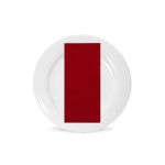 Fired red polyester napkin with bold solid fabric finish, folded on a white plate for vibrant weddings and formal event table décor