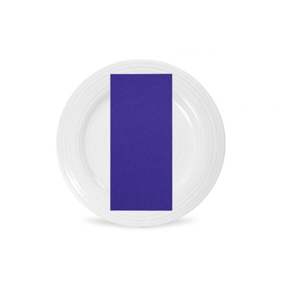 Classic purple polyester napkin with smooth solid fabric finish, folded on a white plate for regal weddings and event tables