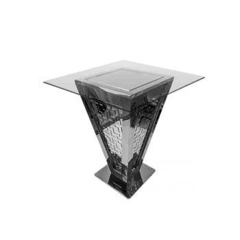 Reflection Highboy Table Pyramid Square Design 48"x48" Silver Square Glass top