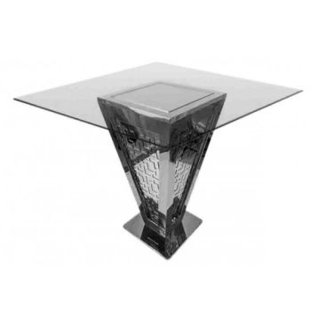 Reflection Highboy Table Pyramid Square Design 72"x72" Silver Square Glass top