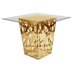 Reflection Highboy Table Web Gold 48"x48" Square Glass Top