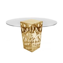 Reflection Highboy Table Web Gold 60"x60" Glass Top