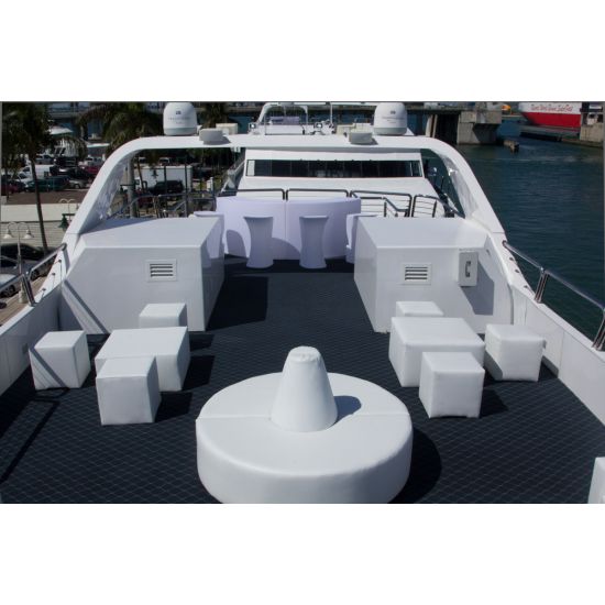 Soho black square coffee table with modern cube design, lounge table rental for weddings, corporate events, and cocktail lounges.