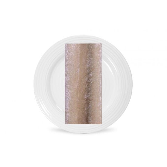 Champagne velvet napkin with soft plush texture and warm neutral sheen, folded on a white plate for elegant weddings and event décor